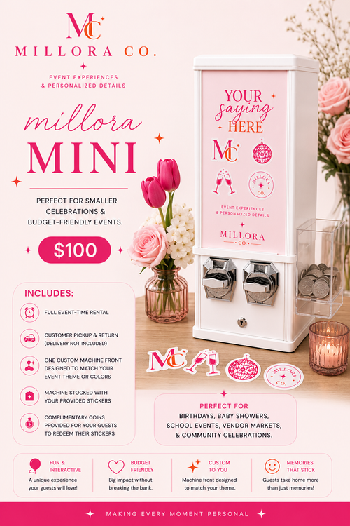 The Millora Experience: STICKER MACHINE RENTAL